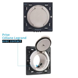 Prise Céliane Legrand Aldes avec contact, pour aspiration centralisée