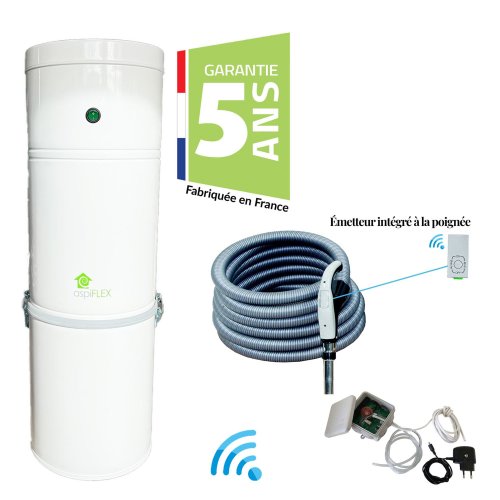 Centrale d'aspiration 1  3 prises, avec flexible radiocommand et poigne ergonomique