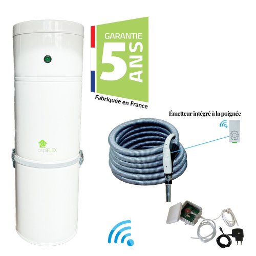 Centrale d'aspiration 1  5 prises, avec flexible radiocommand et poigne ergonomique