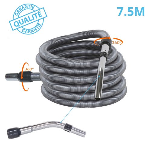 Flexible d'aspiration, poigne tout mtal jusqu' 12.5 mtres