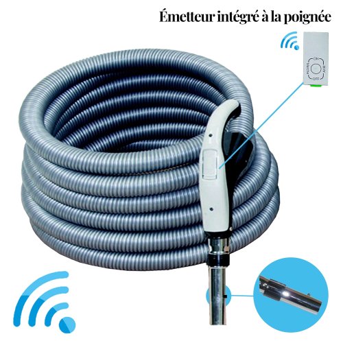 Flexible d'aspiration radiocommand� jusqu'� 12.20 m�tres, avec bouton clips