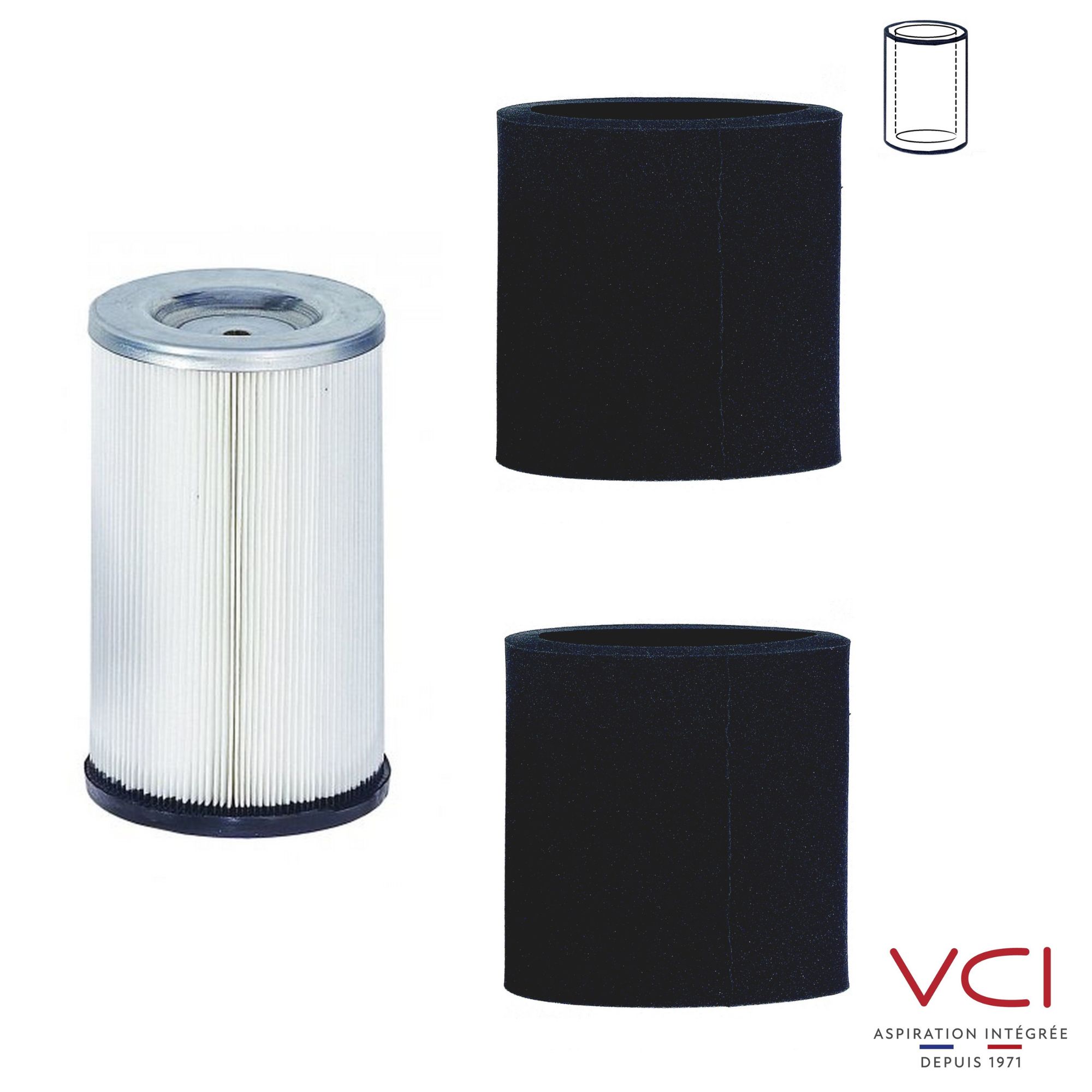 Filtre et pré-filtres pour entretien de centrale d'aspiration VCI.