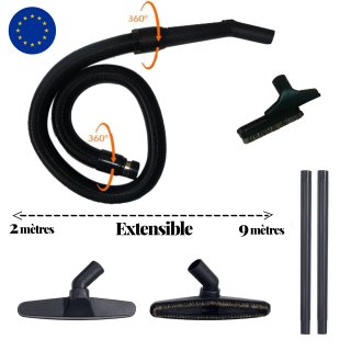 Kit avec flexible extensible de 2 � 9 m�tres, compatible avec toutes les marques d'aspiration
