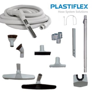 Kit de nettoyage standard avec flexible PLASTIFLEX blanc/gris � interrupteur jusqu'� 15.20 m�tres 
