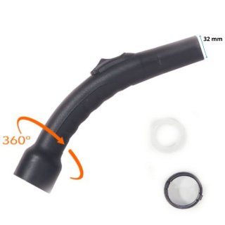 Poign�e courbe ABS 32 mm, pour flexible d'aspiration