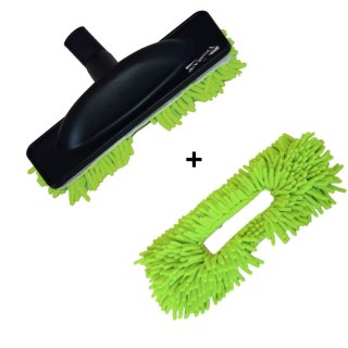 Kit brosse pour aspirateur + Mop  frange microfibre verte + 1 rechange MOP