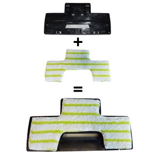 Kit large brosse combine, 1 support adaptateur, 1 lingette microfibre lavable, pour aspiration centralise