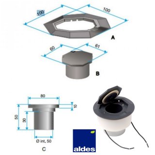Prise de sol Aldes avec contact, pour systme d'aspiration centralise 